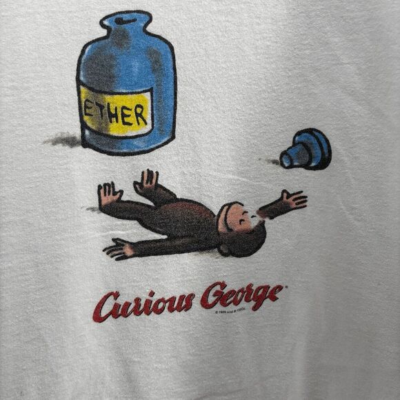 Vintage Curious George Ether Shirt 1995 Book Movie TV Promo Monkey XL Cronies - Picture 1 of 7